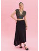 Black Asymmetrical Skirt with Zipper Detail and Slit 4638